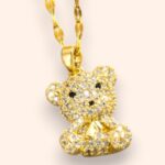Collar Osito Cristal Oro Laminado 14KL